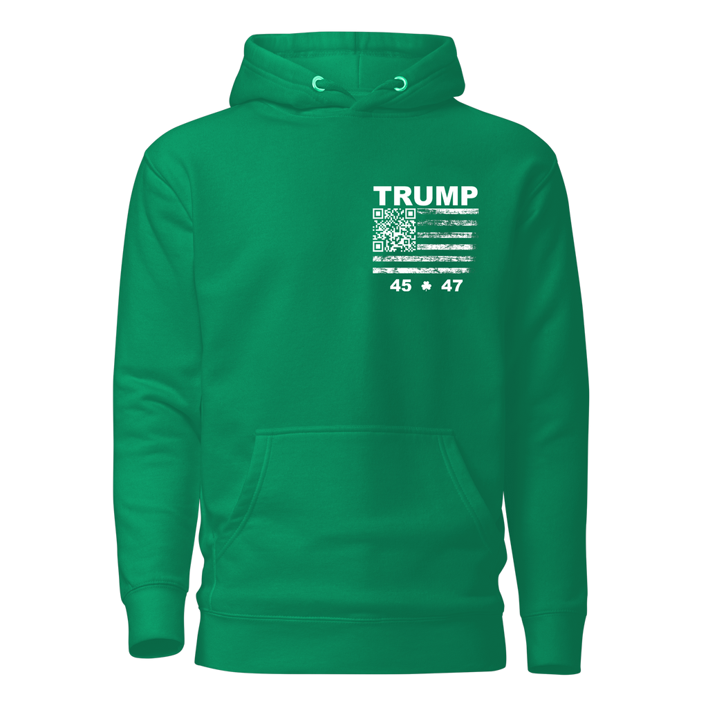 Trump YMCA Troll 45 - 47 Flag QR Sweatshirt - St. Paddy's Day Edition