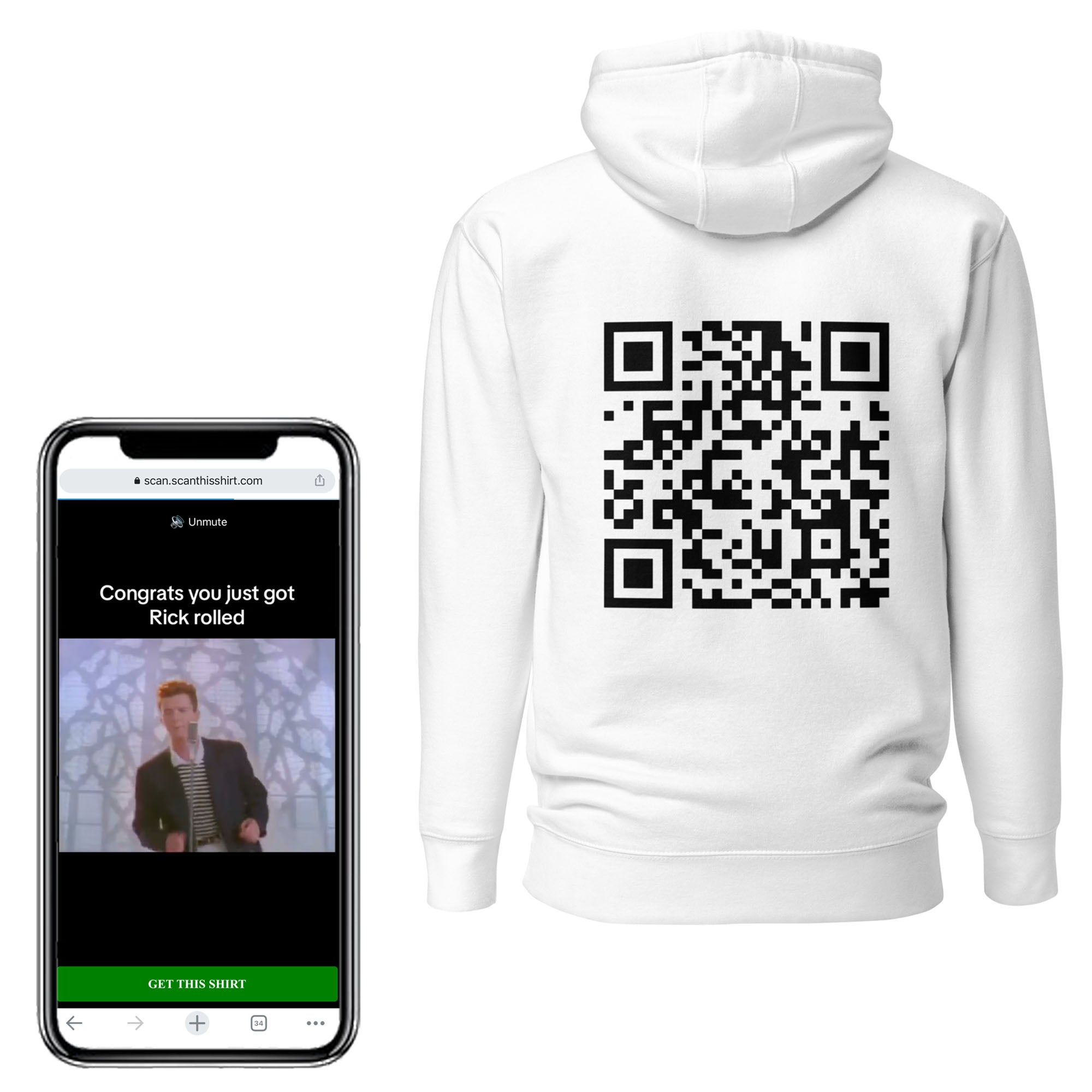 Rick Roll Preset QR Tee Shirt