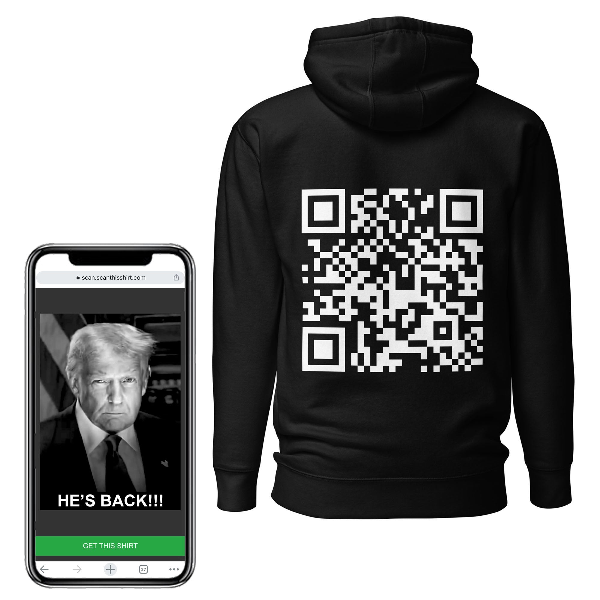 Trump - HE'S BACK!!! QR Tee Shirt