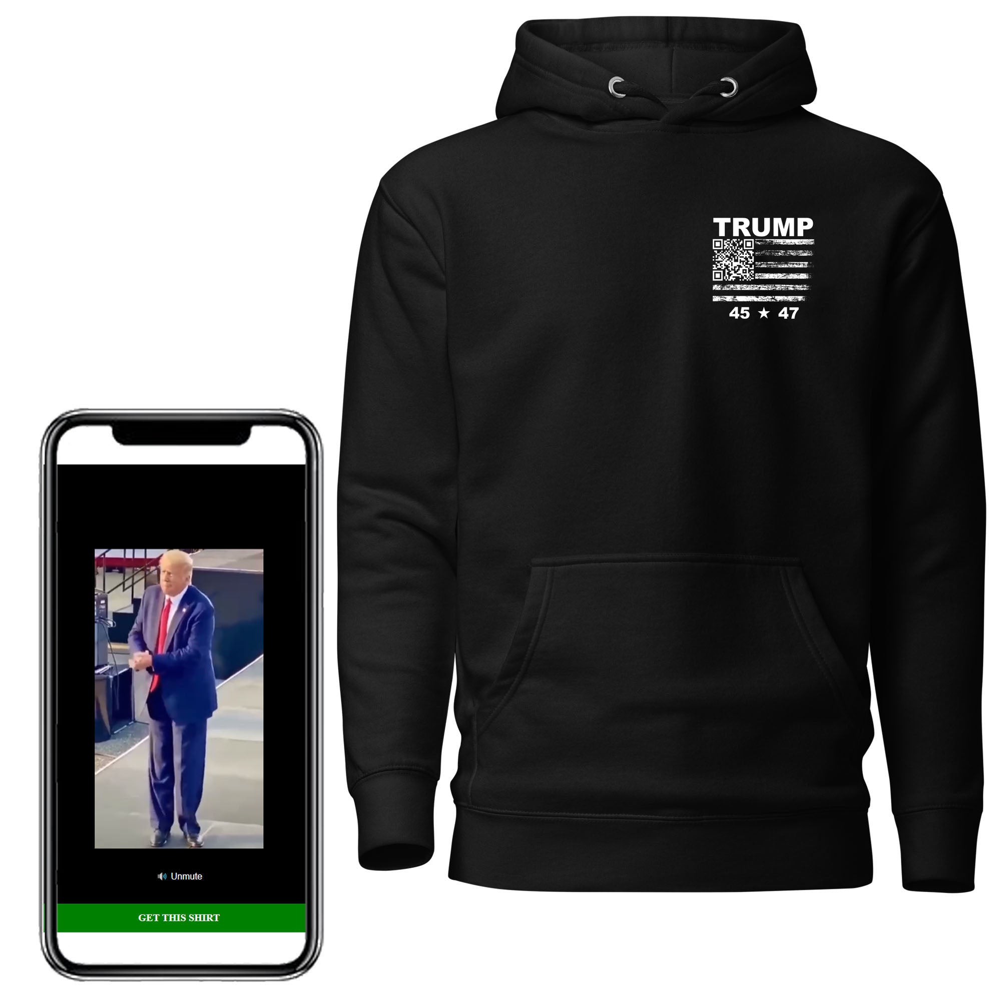 Trump YMCA Troll 45 - 47 Flag QR Shirt