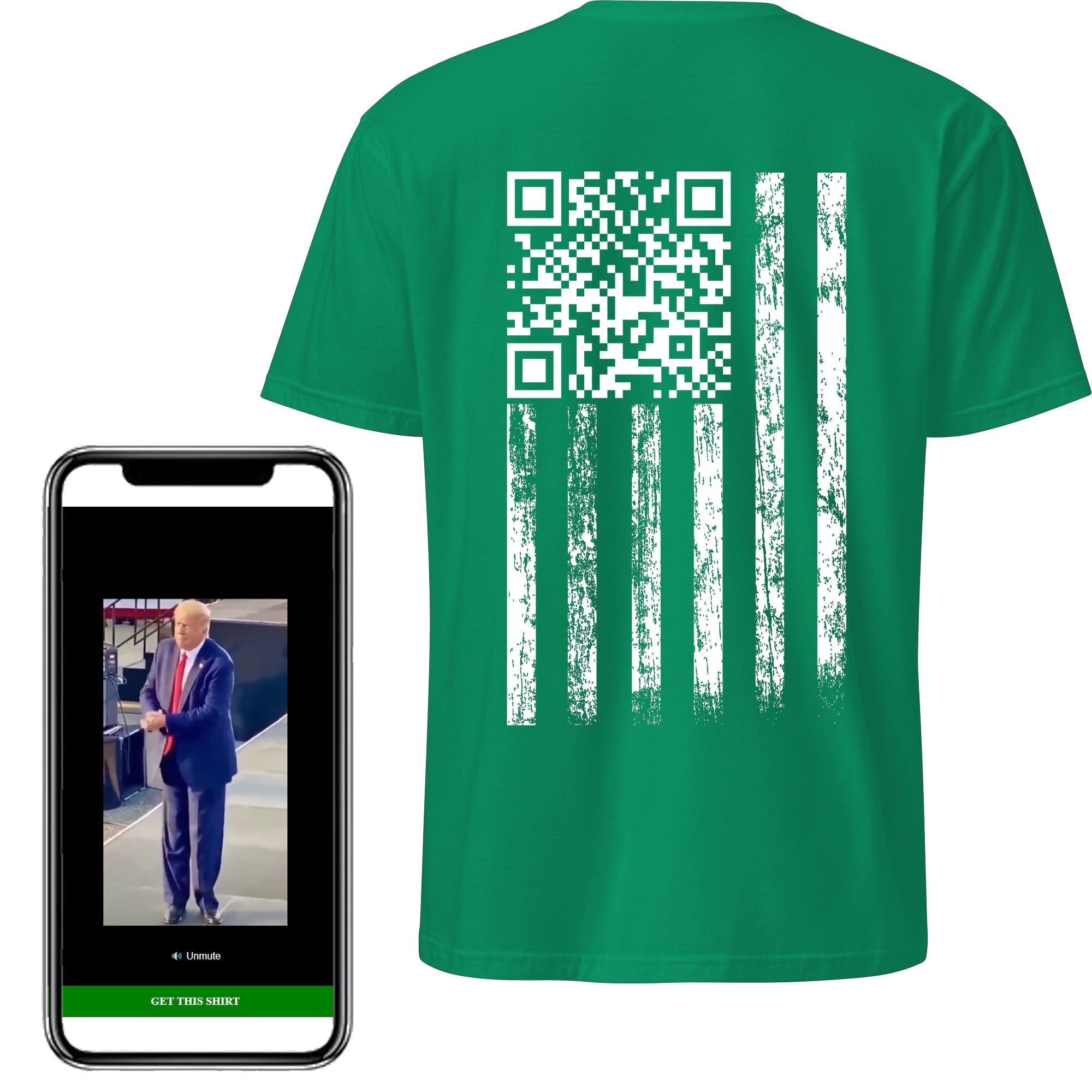 Trump YMCA Troll 45 - 47 Flag QR Shirt - St. Paddy's Day Edition