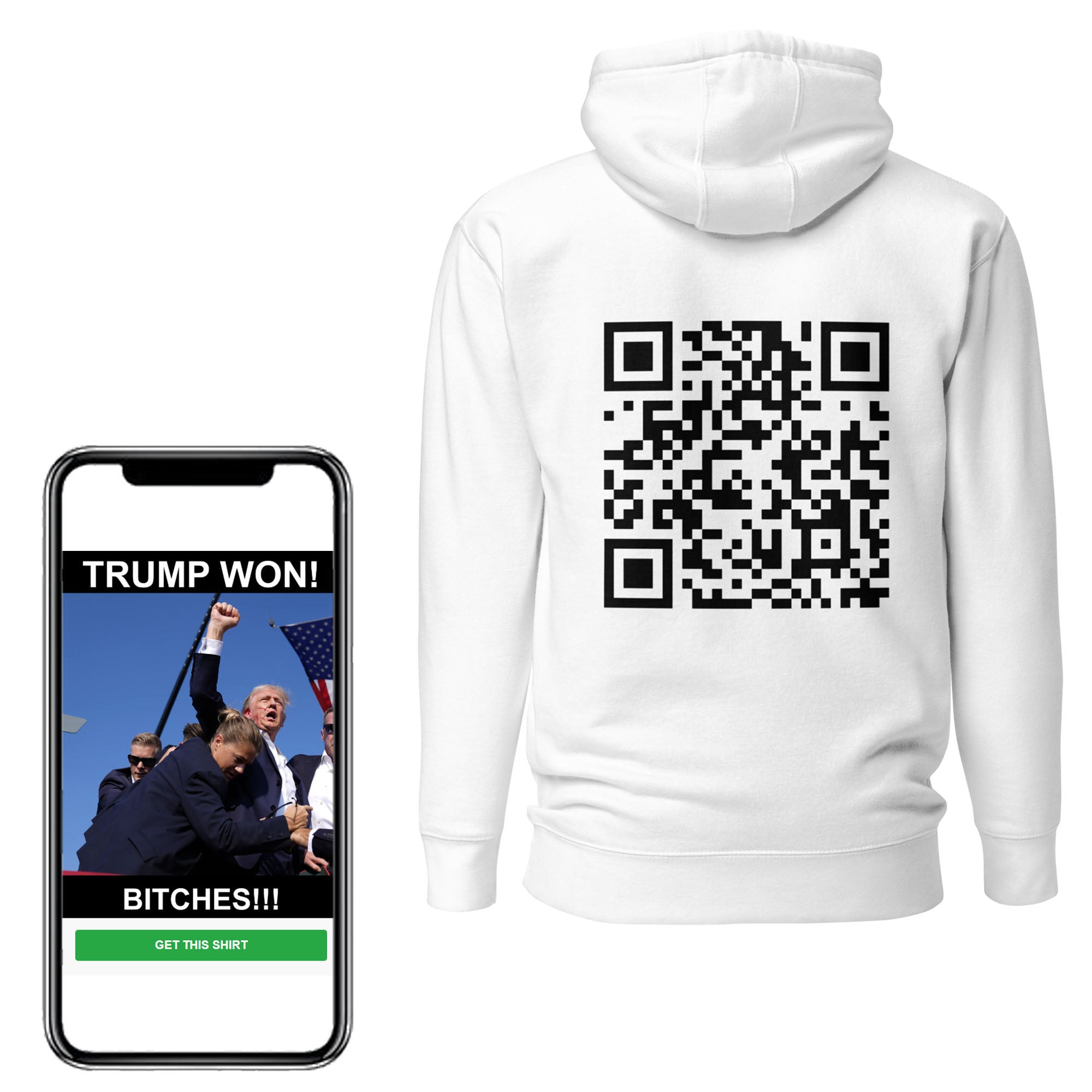 TRUMP WON BITCHES!!! QR T-Shirt